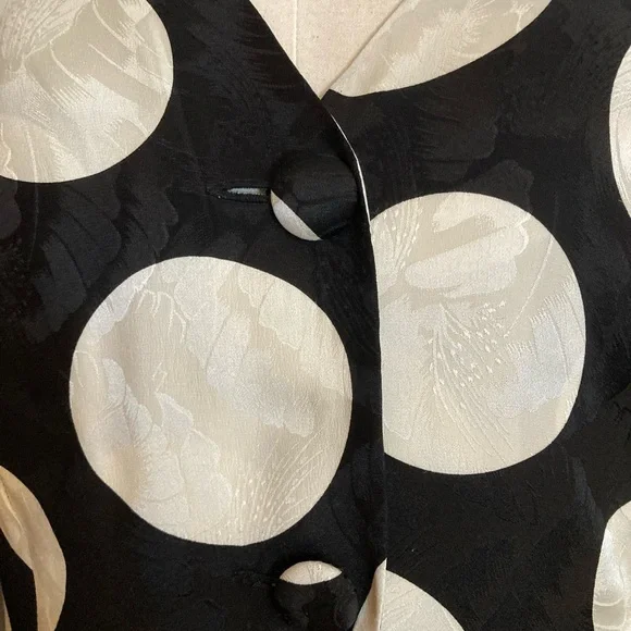 Flora Kung Large Polka Dot Black and White 2pc Peplum Floral Midi Ensemble Retro - Picture 4 of 16